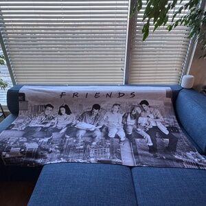 FRIENDS Blanket Lunch Atop a Skyscraper (6.5ft) Black +White Pop Culture Decor